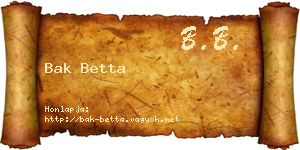 Bak Betta névjegykártya